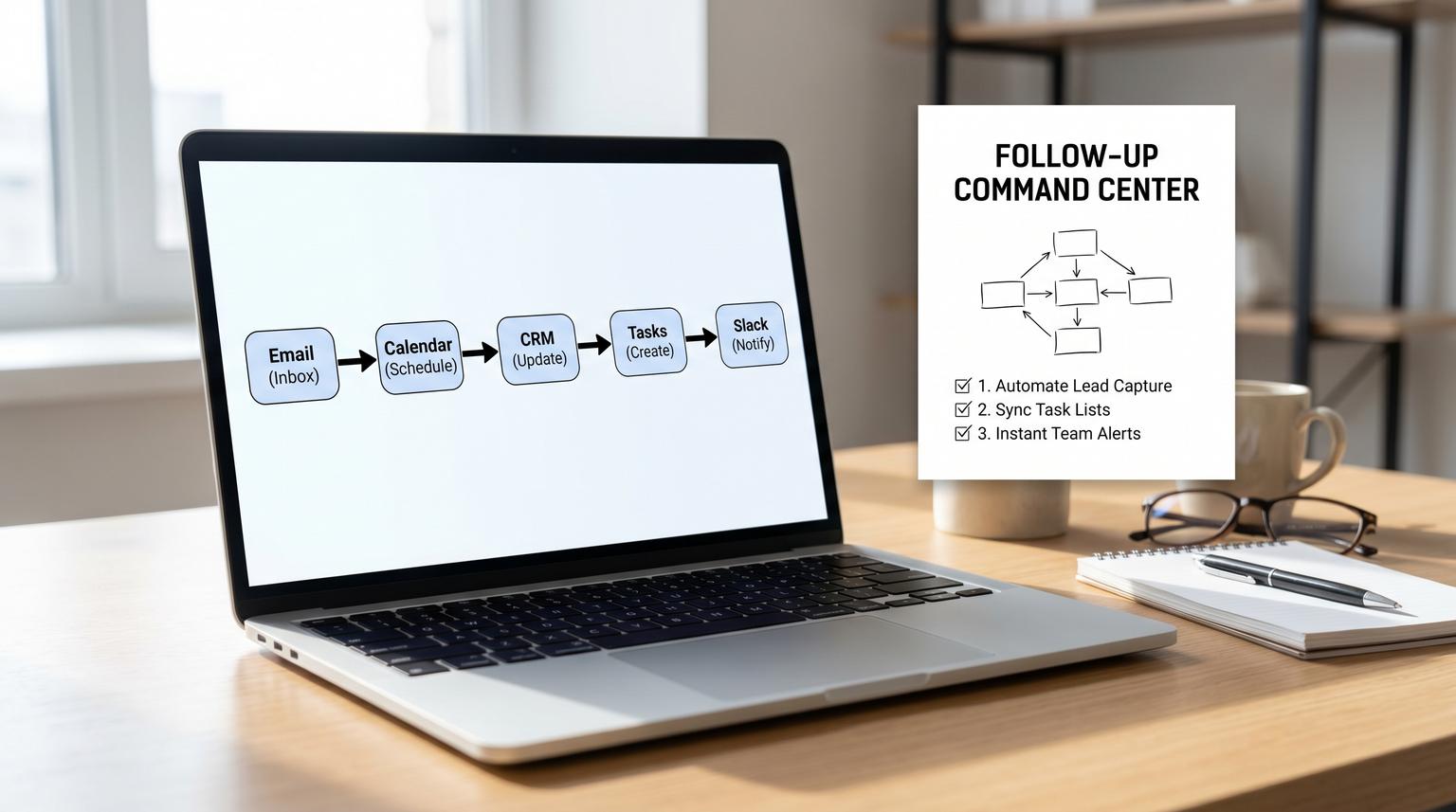 A Follow-Up Command Center with Zapier automation for productivity that keeps tasks and CRM in sync