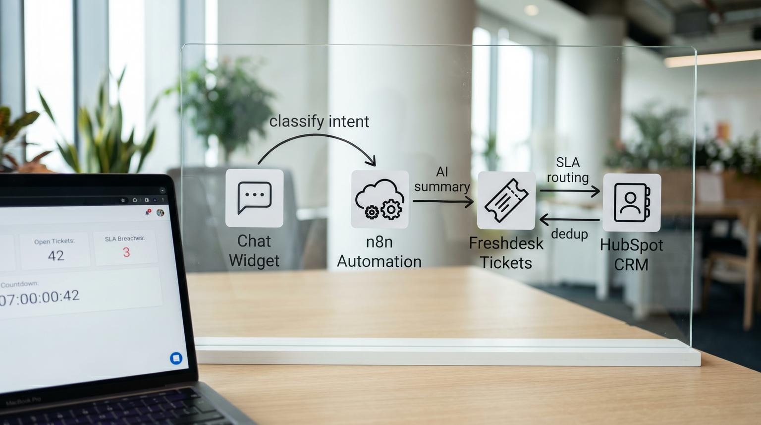 Clean tickets after every chat with chatbot automation for customer service in Freshdesk and HubSpot