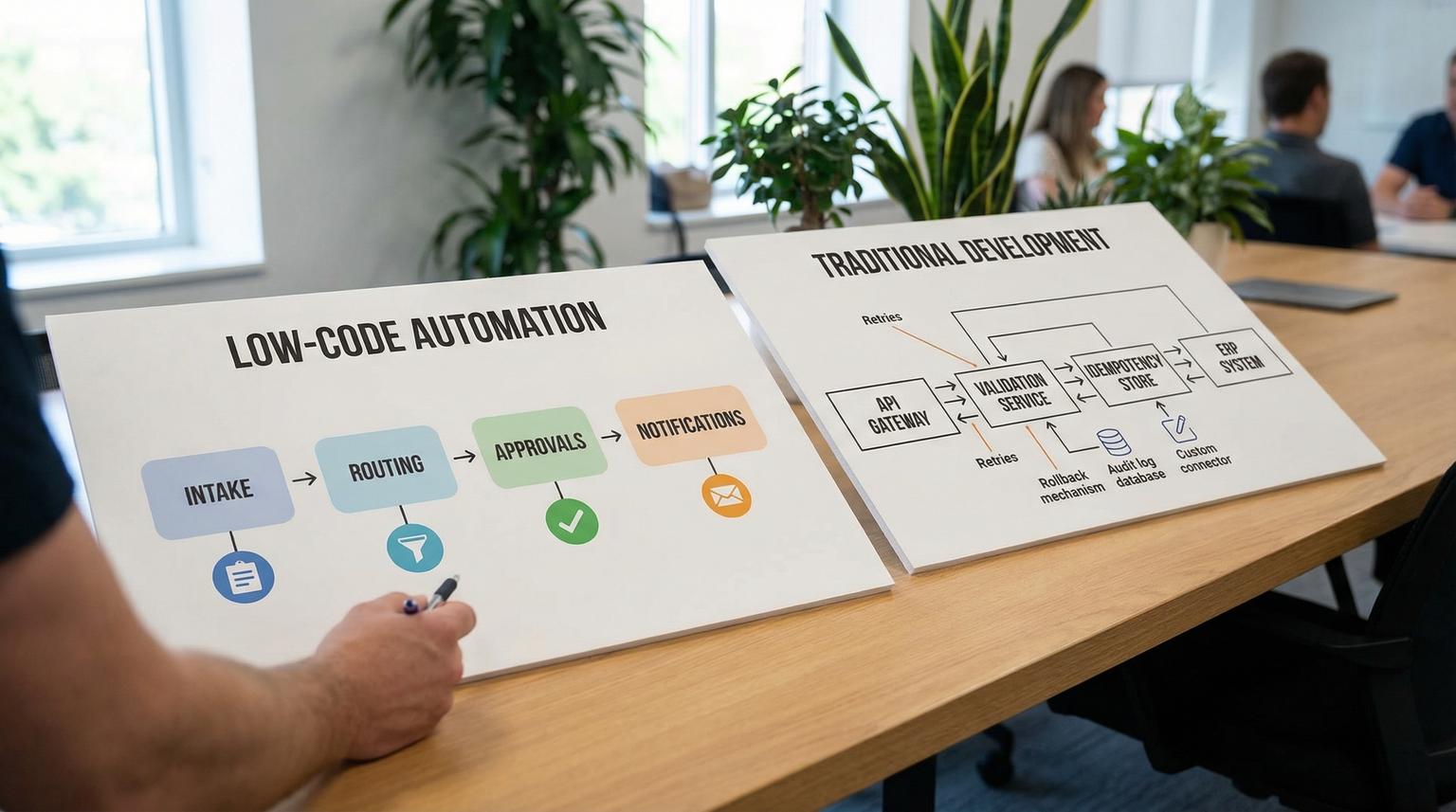 Purchase approvals without compliance debt using low-code automation vs traditional development