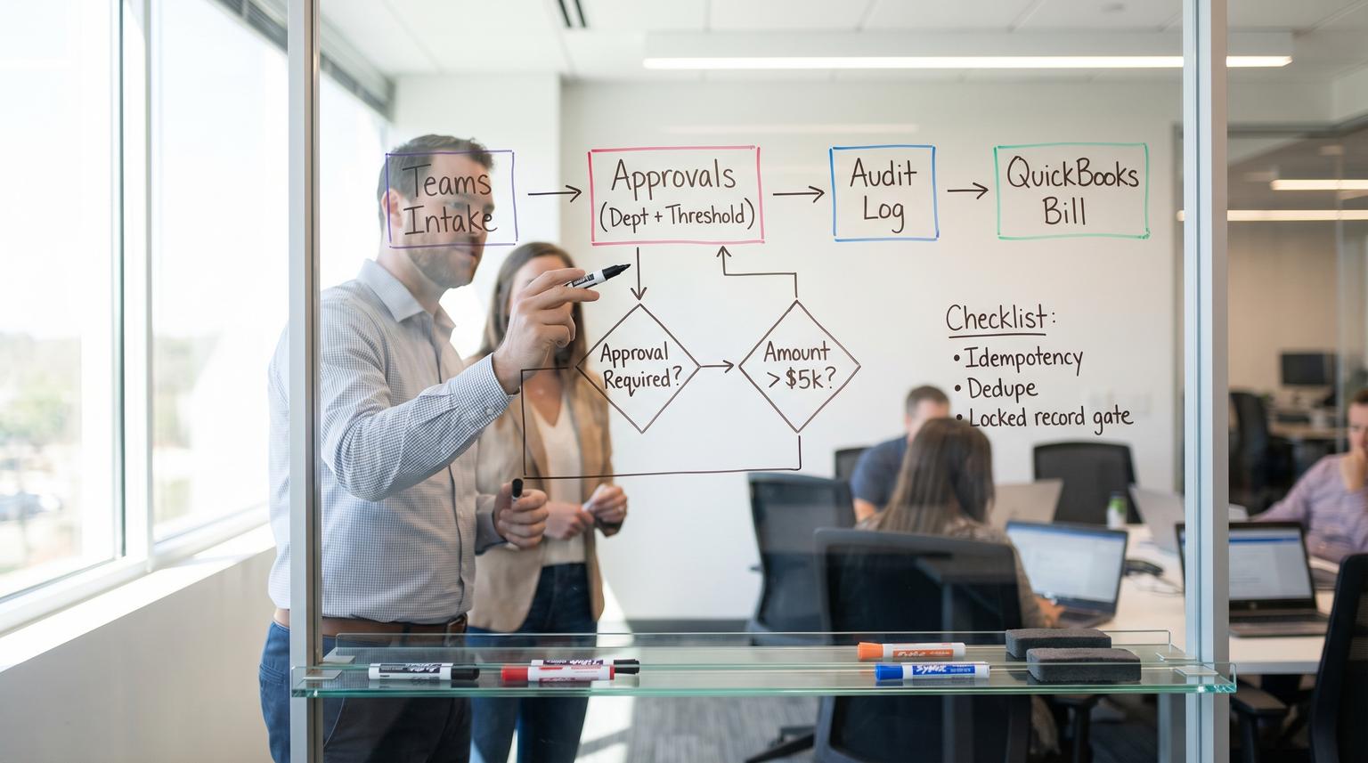 Stop rogue spend with Make.com automation consultants using Teams approvals and QuickBooks bills